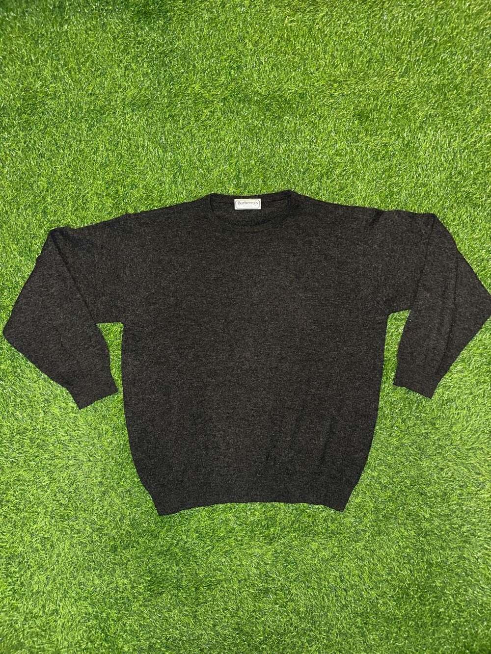 Burberrys Crew Neck Sweater Size L Dark Gray Lambswool Blend